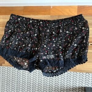 Others Follow Black Floral Lace Shorts